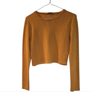 Zara Orange Fitted Crop Blouse